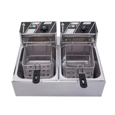 Fritadora elétrica de cesto duplo com controle de botão para fritura simultânea em cozinhas movimentadas