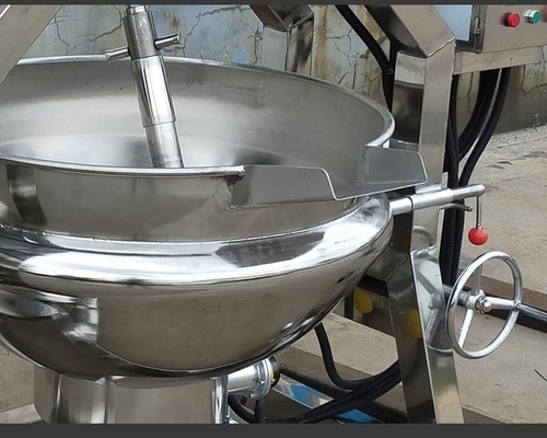 Inclinação de camada dupla de gás planetário aquecimento a vapor cozinhar chaleira de chaleira com agitador