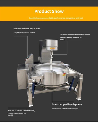 Caldeira de cozinha industrial automática de aquecimento a gás com dispositivo de cronometragem e misturador