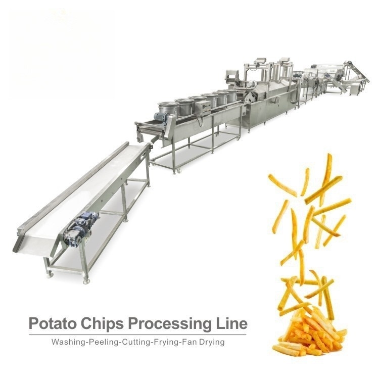 Máquina de processamento de batatas fritas industriais para produção a granel